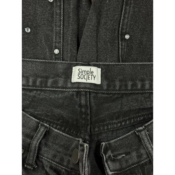 Simple Society Size 7/28 Women's Super High Rise Black Rhinestone Detail Jeans - Picture 5 of 9